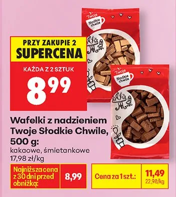 Wafelki z nadzieniem kakaowe promocja w Biedronka