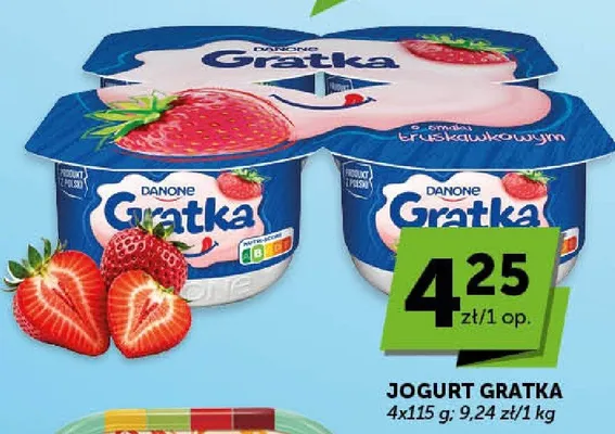 Jogurt Gratka Danone o smaku truskawkowym promocja w Euro Sklep