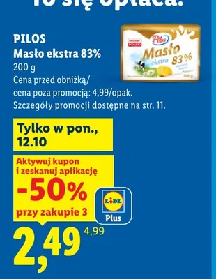 Masło ekstra Pilos 83% promocja w Lidl