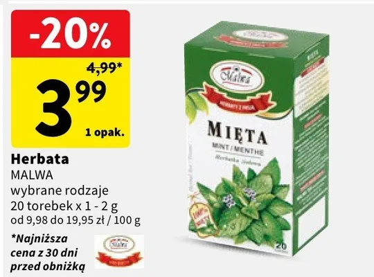 Herbata wybrane rodzaje promocja w Intermarche