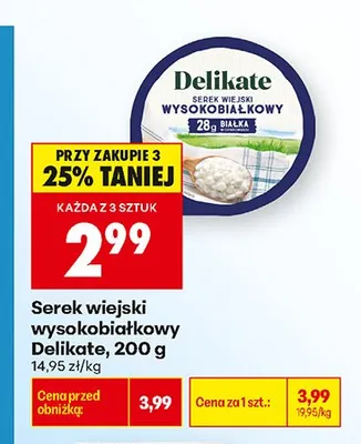 Serek wiejski wysokobiałkowy Delikate promocja w Biedronka
