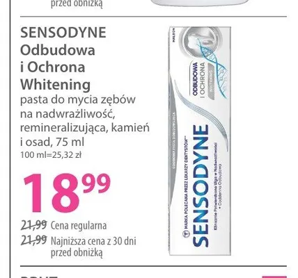 Pasta do zębów Sensodyne Odbudowa i Ochrona Whitening promocja w Hebe