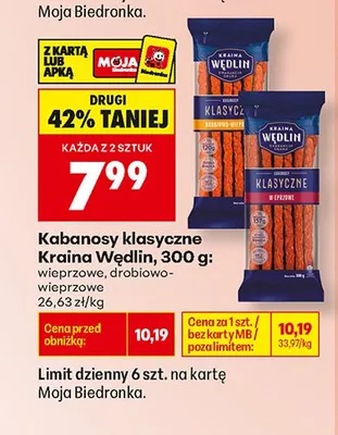 Kabanosy klasyczne Kraina Wędlin wieprzowe promocja w Biedronka