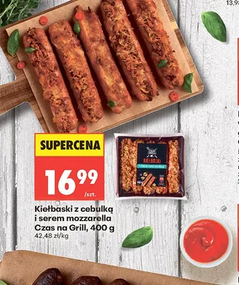 Kiełbaski z cebulką i serem mozzarella Czas na Grill promocja w Biedronka