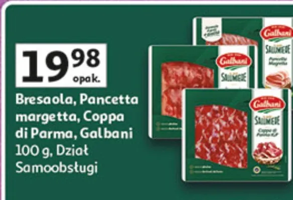 Bresaola, pancetta margetta, coppa il parma dział samoobsługi promocja w Auchan