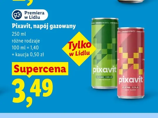 Napój gazowany Pixavit Clear Cola Original promocja w Lidl