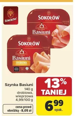 Szynka Basiuni wieprzowa Sokołów promocja w Carrefour