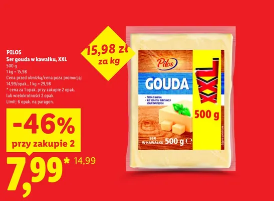 Ser gouda w kawałku XXL Pilos promocja w Lidl