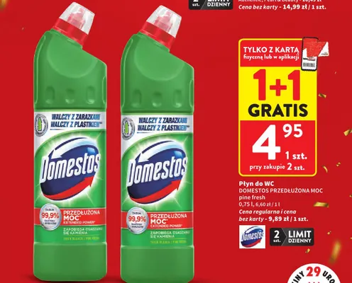Płyn do WC Domestos Przedłużona Moc pine fresh promocja w Intermarche