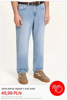 Jeansy męskie regular z acid wash Cropp promocja w Cropp