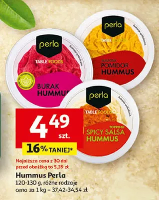Hummus Perla różne rodzaje 120-130g promocja w Auchan
