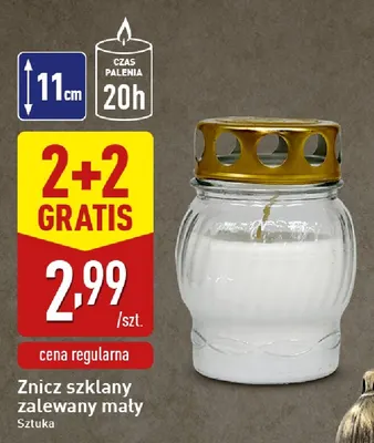 Znicz szklany zalewany mały promocja w Aldi