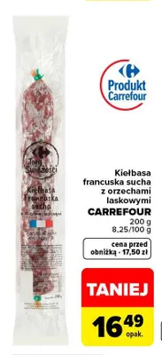 Kiełbasa francuska sucha z orzechami laskowymi Carrefour promocja w Carrefour Market