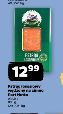 Pstrąg łososiowy wędzony na zimno plastry Port Netto promocja w Netto
