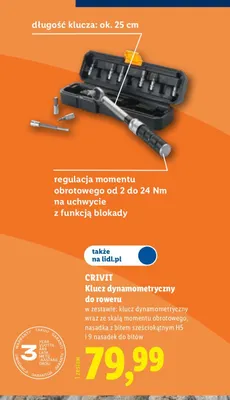 Klucz dynamometryczny do roweru Crivit promocja w Lidl
