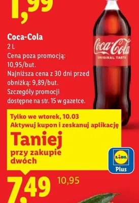 Napój gazowany 2 l promocja w Lidl