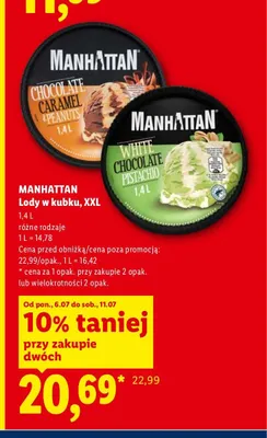 Lody w kubku XXL White Chocolate Pistachio Manhattan promocja w Lidl