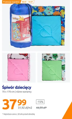 Śpiwór dziecięcy 70x170 cm promocja w Action