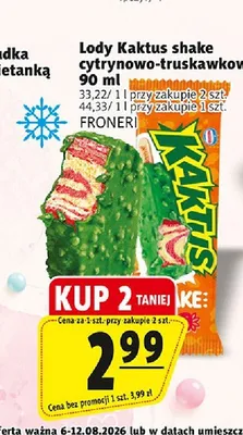 Lody Kaktus shake cytrynowo-truskawkowe promocja w Prim Market