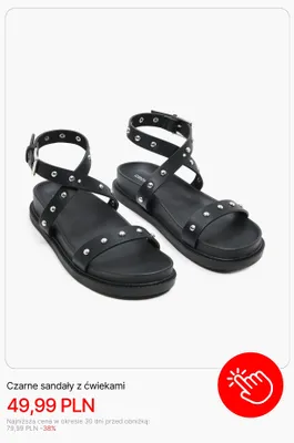Sandały czarne z ćwiekami Cropp promocja w Cropp