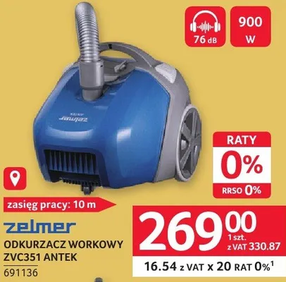 Odkurzacz workowy ZELMER ZVC351 ANTEK promocja w Selgros