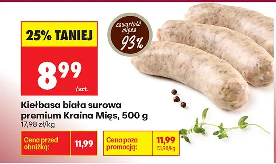 Kiełbasa biała surowa premium promocja w Biedronka
