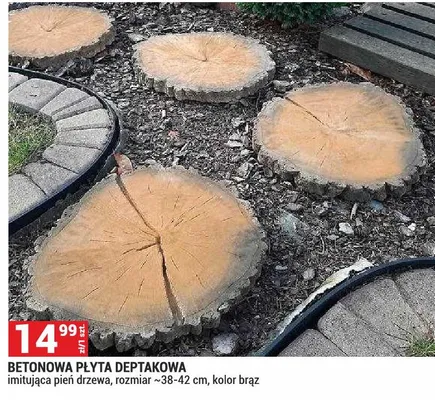 Betonowa płyta deptakowa imitująca pień drzewa rozmiar ~38-42cm kolor brąz promocja w Merkury Market