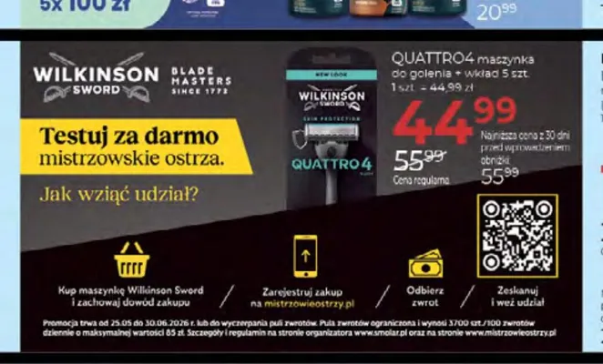 Maszynka do golenia Wilkinson Quattro4 promocja w Drogerie Jawa