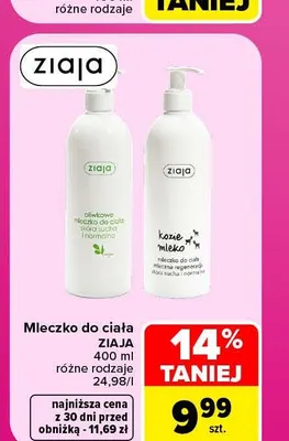 Mleczko do ciała oliwkowe Ziaja promocja w Carrefour Market
