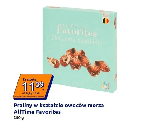 Praliny w kształcie owoców morza AllTime Favorites Chocolate Seashells promocja w Action