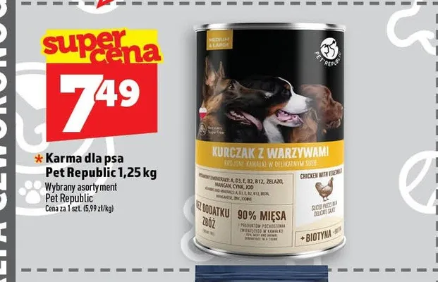 Karma dla psa Pet Republic kurczak z warzywami promocja w TOPAZ