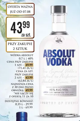 Wódka Absolut promocja w Dino