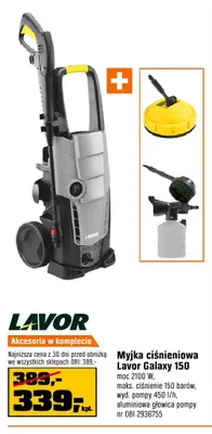 Myjka ciśnieniowa Lavor Galaxy 150 moc 2100W maks. ciśnienie 150 barów wyd. pompy 450l/h aluminiowa głowica pompy promocja w OBI
