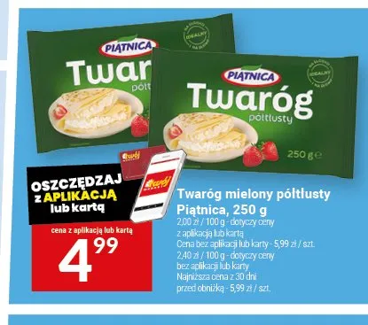 Twaróg mielony półtłusty Piątnica promocja w Twój Market