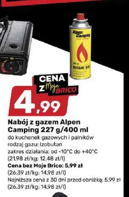 Nabój z gazem Alpen Camping promocja w Bricomarche