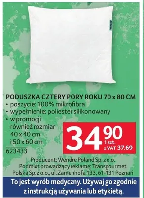 Poduszka cztery pory roku 70 x 80 cm promocja w Selgros