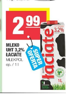 Mleko UHT 3,2% Łaciate Mlekpol promocja w SPAR