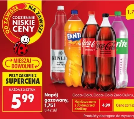 Napój gazowany 1.75 l promocja w Biedronka
