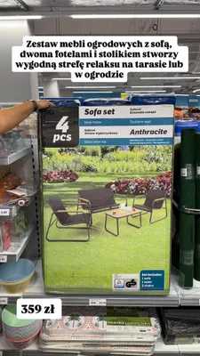 Zestaw mebli ogrodowych 4-częściowy Anthracite promocja w Action