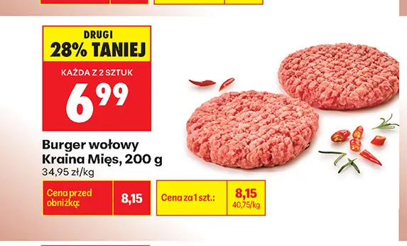 Burger wołowy Kraina Mięs promocja w Biedronka