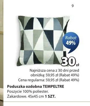 Poduszka ozdobna Jysk TEMPELTRE promocja w Jysk