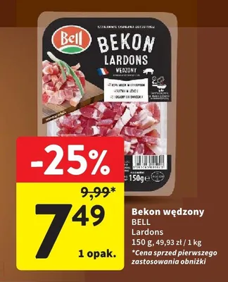 Bekon wędzony BELL Lardons promocja w Intermarche