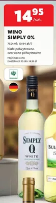 Wino bezalkoholowe Simply 0% białe półwytrawne promocja w Stokrotka