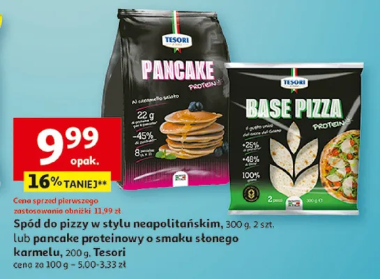 Spód do pizzy w stylu neapolitańskim lub pancake proteinowy o smaku słonego karmelu Tesori promocja w Auchan