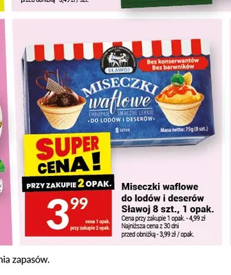 Miseczki waflowe do lodów i deserów Slawoj promocja w Twój Market