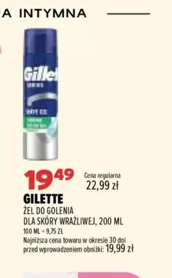 Żel do golenia dla skóry wrażliwej Gillette promocja w Drogerie Natura