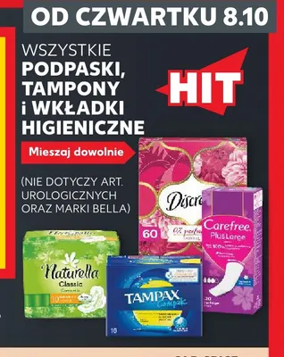 Podpaski, tampony i wkładki higieniczne promocja w Kaufland