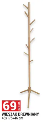 Wieszak drewniany 46x175x46cm promocja w Merkury Market
