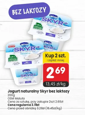Jogurt naturalny Skyr bez laktozy OSM Maluta promocja w Market Point