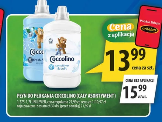Płyn do płukania Coccolino promocja w Arhelan
